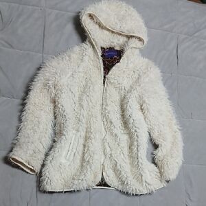 Madden White Fluffy Teddy Faux Fur Jacket Size XL